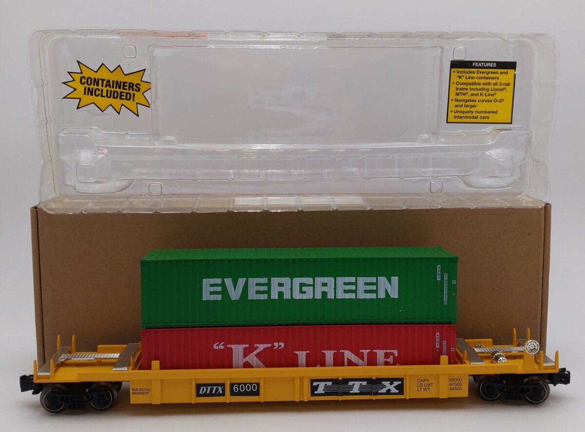 Menards 275-9077 O TTX Intermodal Car w/ Two Shipping Containers #6000 LN/Box
