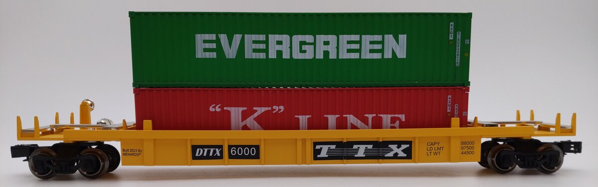 Menards 275-9077 O TTX Intermodal Car w/ Two Shipping Containers #6000 LN/Box