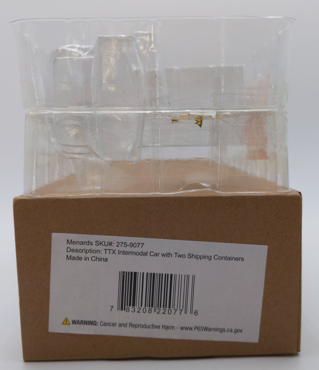 Menards 275-9077 O TTX Intermodal Car w/ Two Shipping Containers #6000 LN/Box