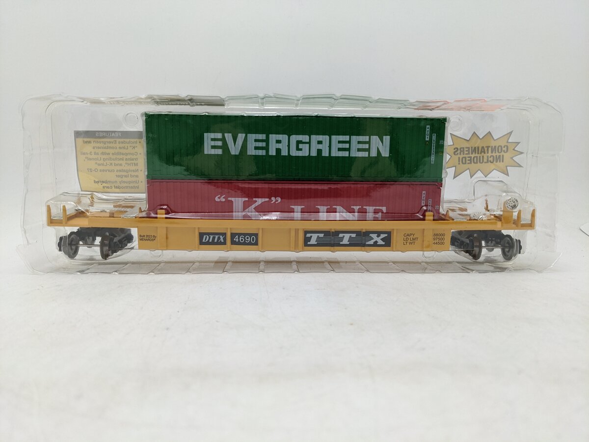 Menards 275-9077 O TTX Intermodal Car w/ Two Shipping Containers #4690 NIB