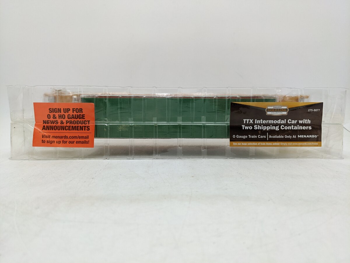 Menards 275-9077 O TTX Intermodal Car w/ Two Shipping Containers #4690 NIB
