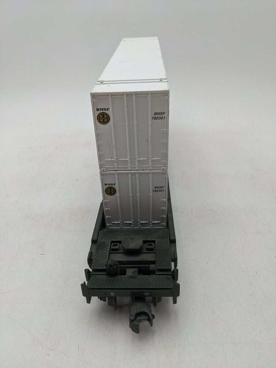 MTH 20-95006 O Gauge BNSF Husky Stack Car w/ Containers #60100 EX