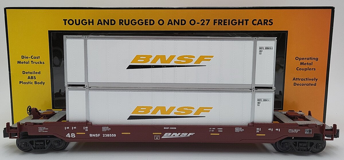 MTH 30-7054A O Scale BNSF Husky Stack Car LN/Box