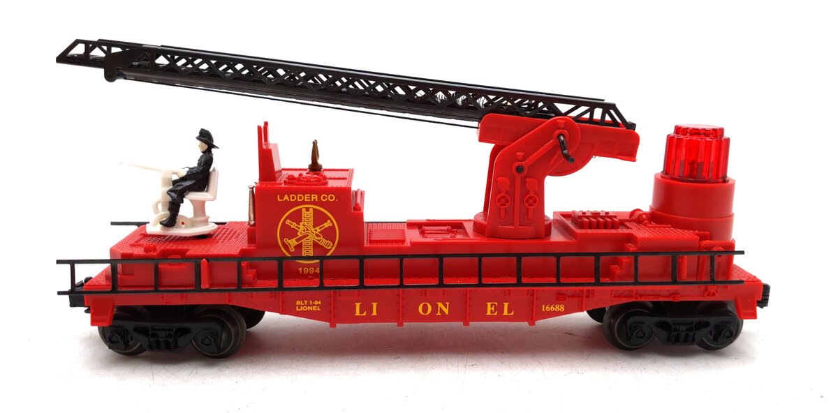 Lionel 6-16688 O Gauge Red Operating Fire Ladder Car EX/Box