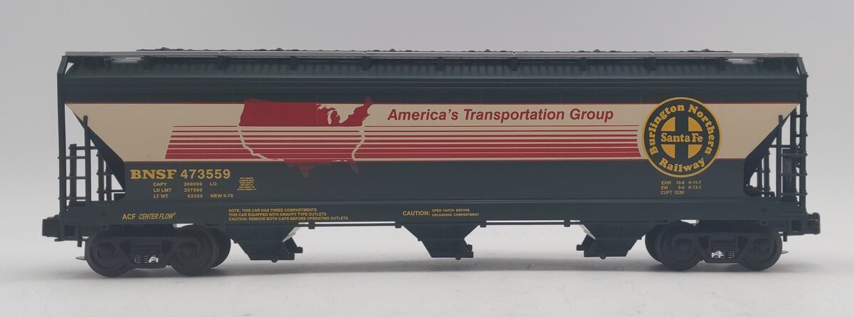 MTH 20-97479 O Gauge BNSF 3-Bay Centerflow Hopper Car #473558 LN/Box