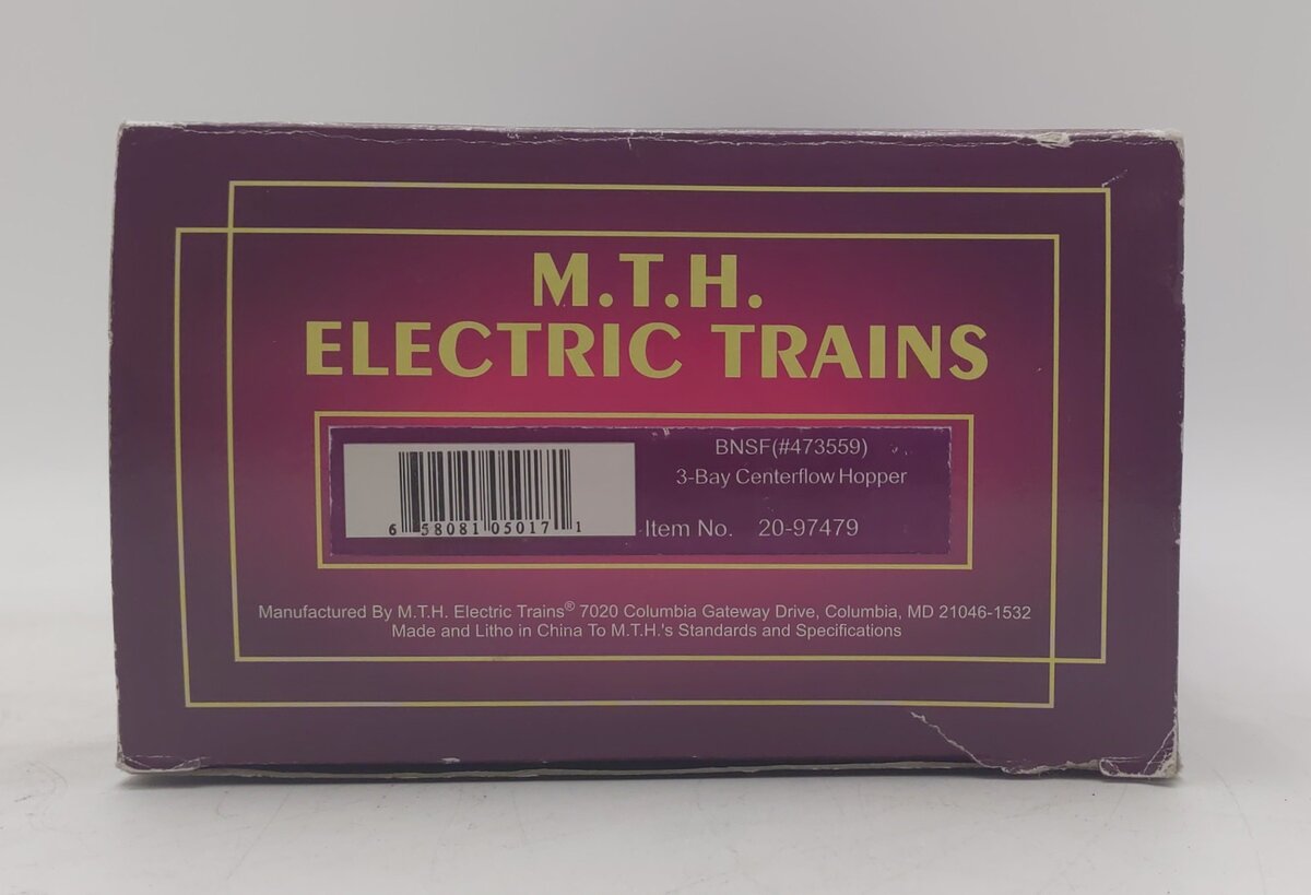 MTH 20-97479 O Gauge BNSF 3-Bay Centerflow Hopper Car #473558 LN/Box