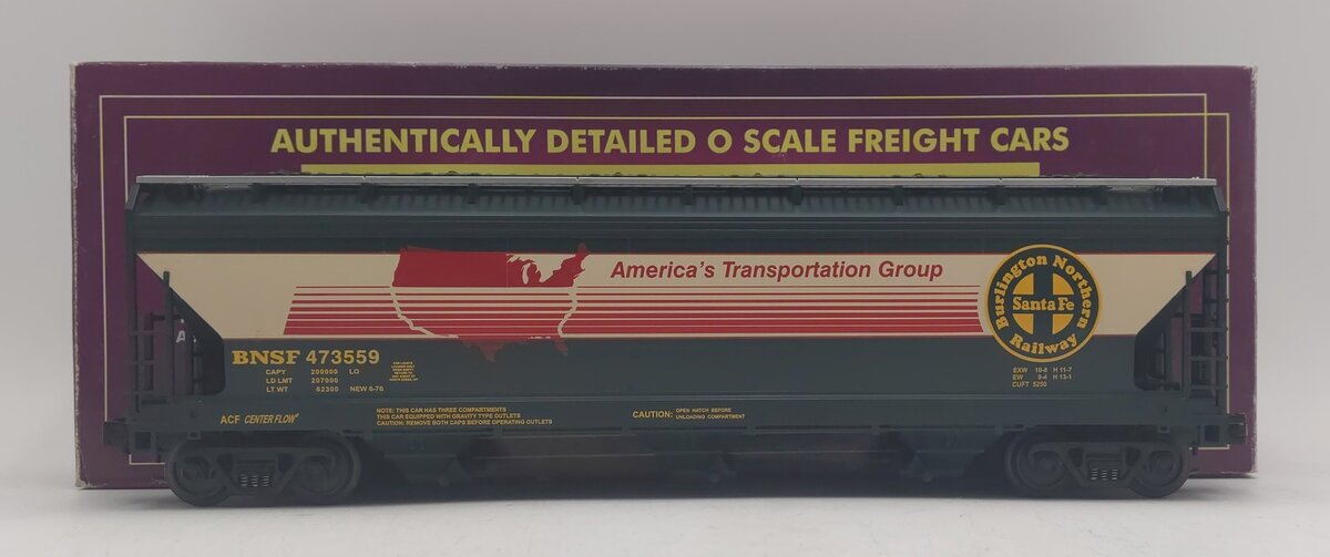 MTH 20-97479 O Gauge BNSF 3-Bay Centerflow Hopper Car #473558 LN/Box