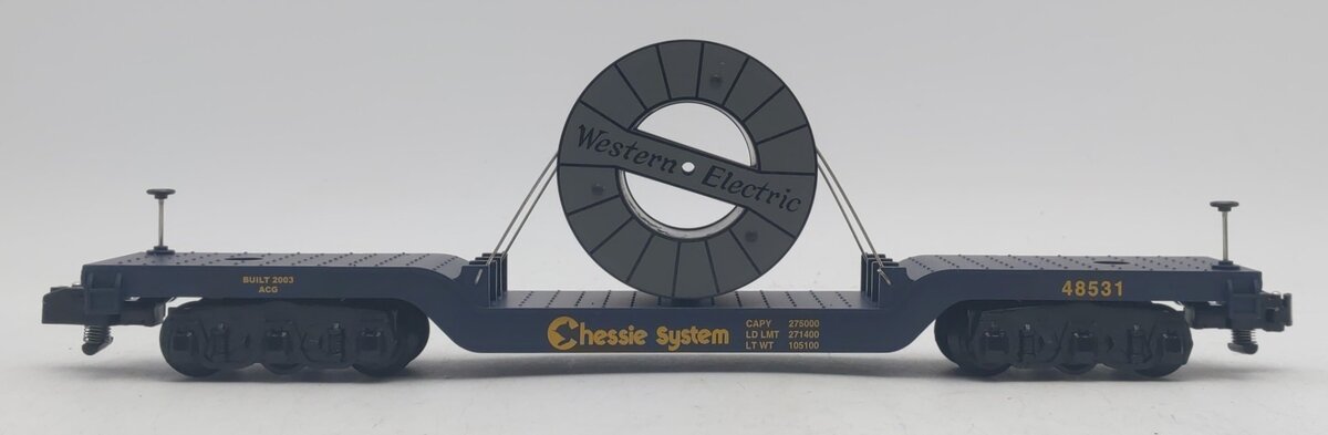 American Flyer 6-48531 S Scale Chessie Flatcar with Cable Reel LN/Box