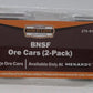 Menards 275-9155 O Gauge BNSF Ore Cars (2 Pack) #2244 and #2243 NEW