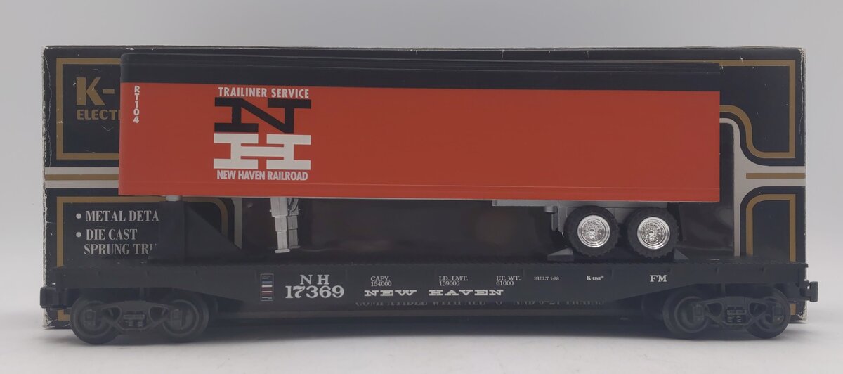 K-Line k691-1791 O Gauge New Haven Classic Flat Car W/ Trailer LN/Box