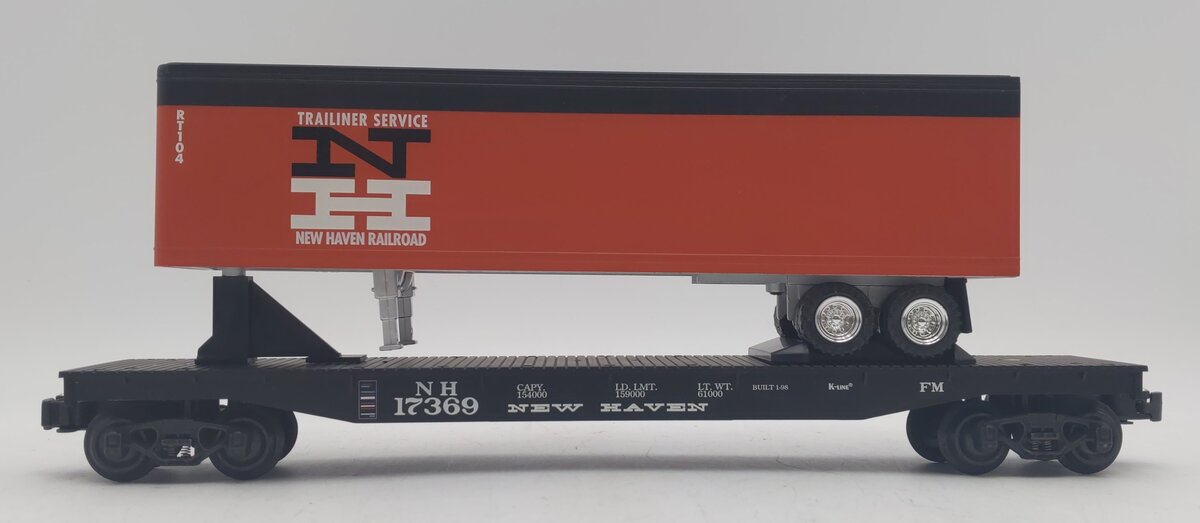 K-Line k691-1791 O Gauge New Haven Classic Flat Car W/ Trailer LN/Box