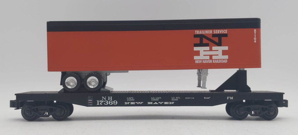 K-Line k691-1791 O Gauge New Haven Classic Flat Car W/ Trailer LN/Box