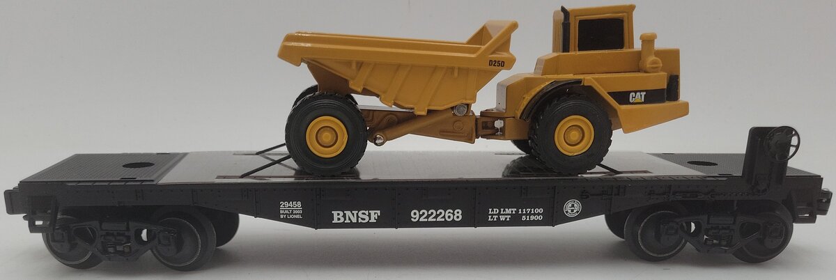 Lionel 6-29458 O Gauge BNSF Flatcar w/Die-Cast Articulated Truck EX/Box