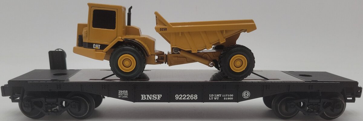 Lionel 6-29458 O Gauge BNSF Flatcar w/Die-Cast Articulated Truck EX/Box