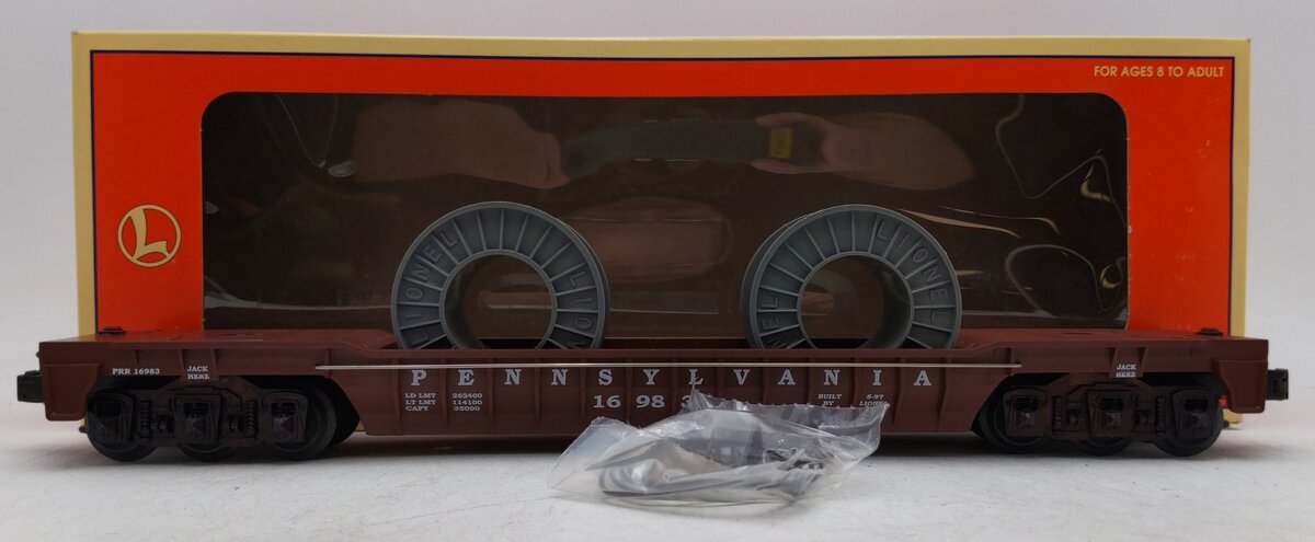 Lionel 6-16983 O Gauge Pennsylvania F-9 Well Car w/Cable Reels #16983 NIB
