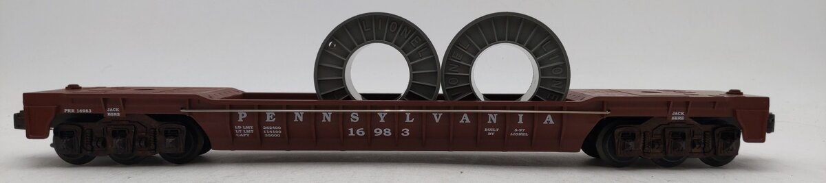 Lionel 6-16983 O Gauge Pennsylvania F-9 Well Car w/Cable Reels #16983 NIB