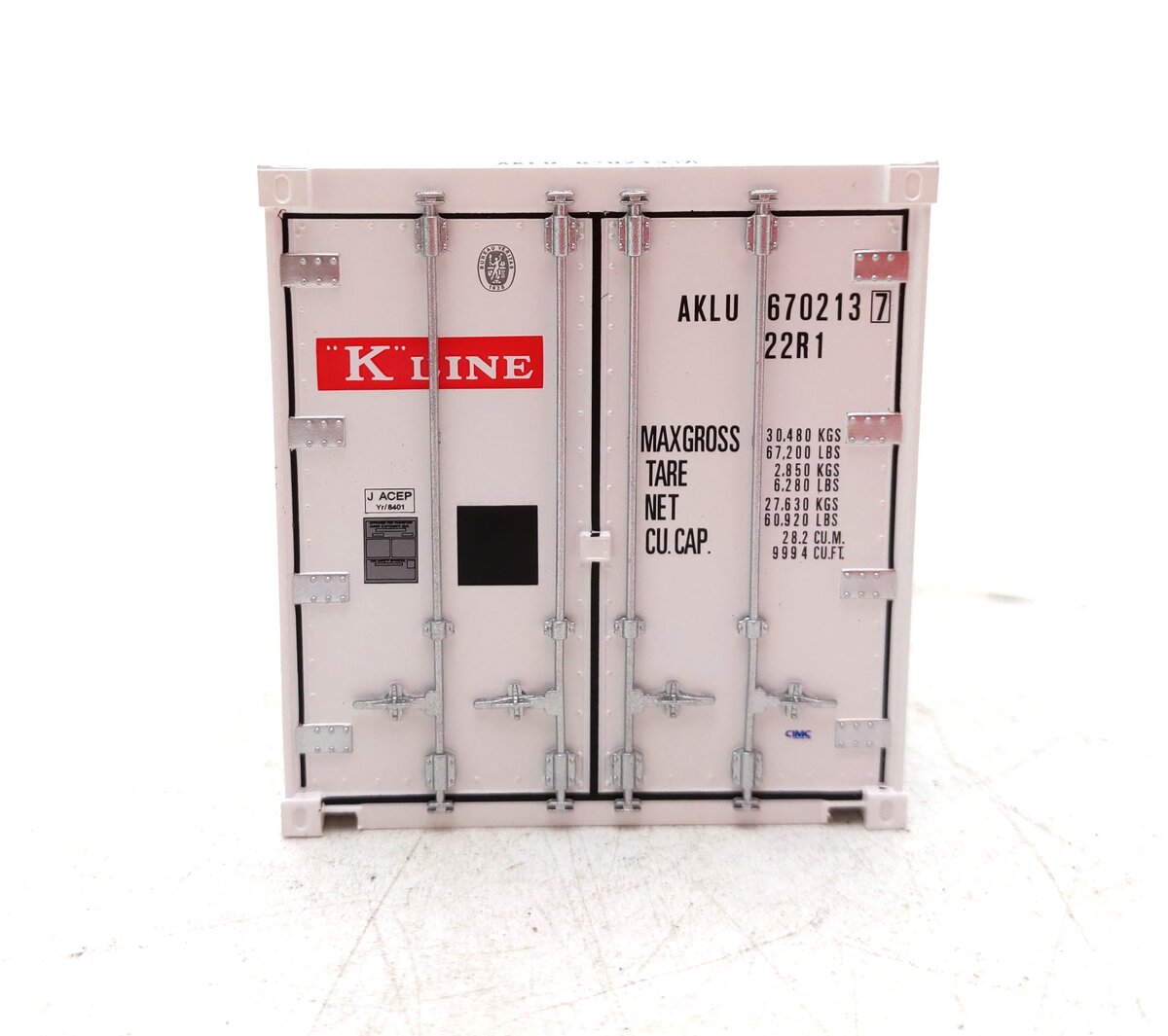 Atlas 3002233-3 O K-Line 2 Rail 20' Refrigerated Container LN/Box