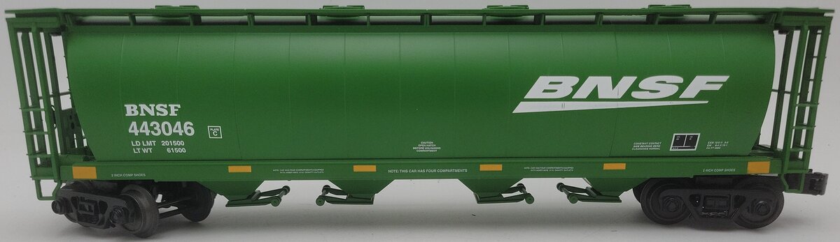 MTH 30-75448 O BNSF 4-Bay Cylindrical Hopper #443046 EX/Box