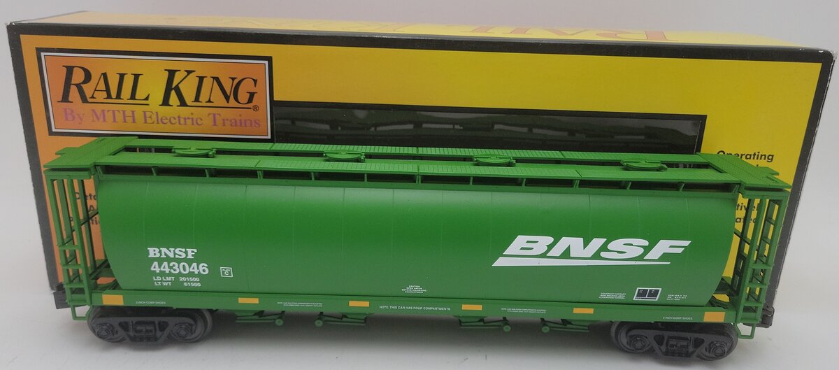 MTH 30-75448 O BNSF 4-Bay Cylindrical Hopper #443046 EX/Box