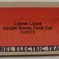 Lionel 6-6313 O Gauge Lionel Lines Single Dome Tank Car EX/Box