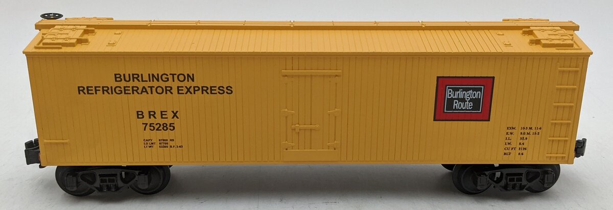 MTH 30-7806 O Gauge Burlington Semi-Scale Refrigerator Car #75285 NIB