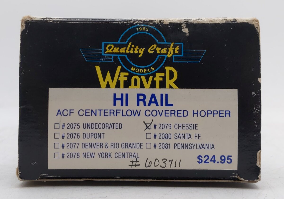Weaver 2079 O Gauge C&O Chessie System Centerflow Covered Hopper #603711 VG/Box
