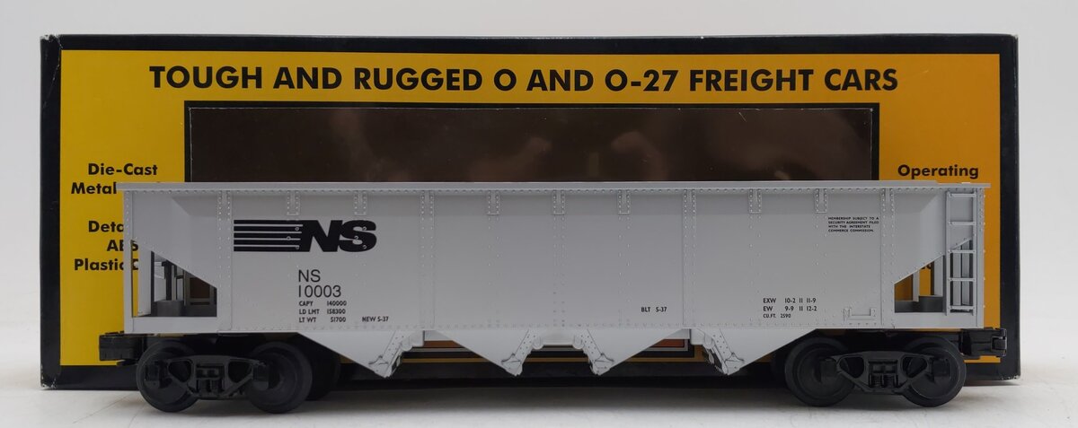 MTH 30-7510 O Gauge Norfolk Southern 4-Bay Hopper #10003 EX/Box