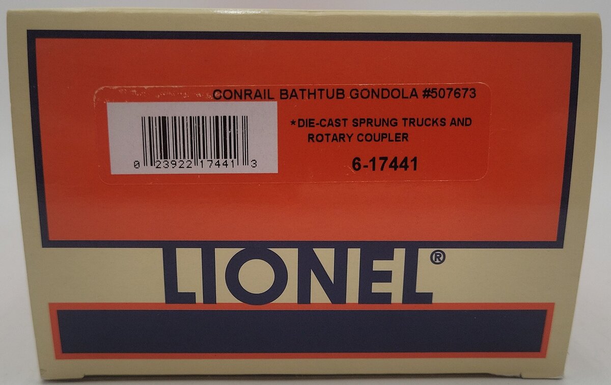 Lionel 6-17441 O Gauge Conrail Bathtub Gondola #507673 EX/Box