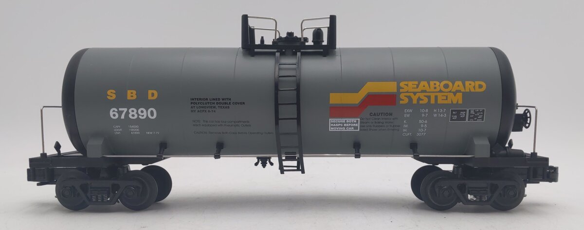MTH 20-96009 O Gauge Seaboard Tank Car #67890 LN/Box
