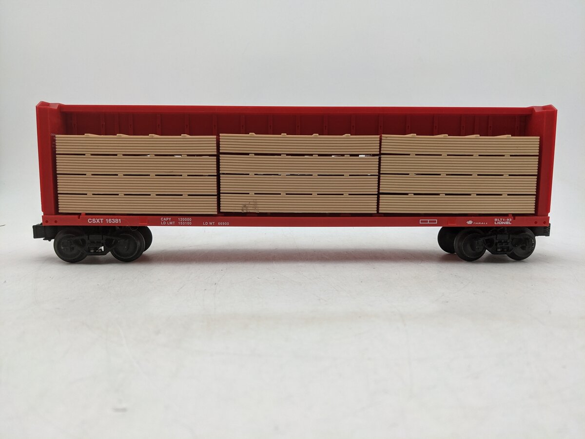 Lionel 6-16381 O Gauge CSXT Center I-Beam Flatcar w/ Wood Load EX/Box