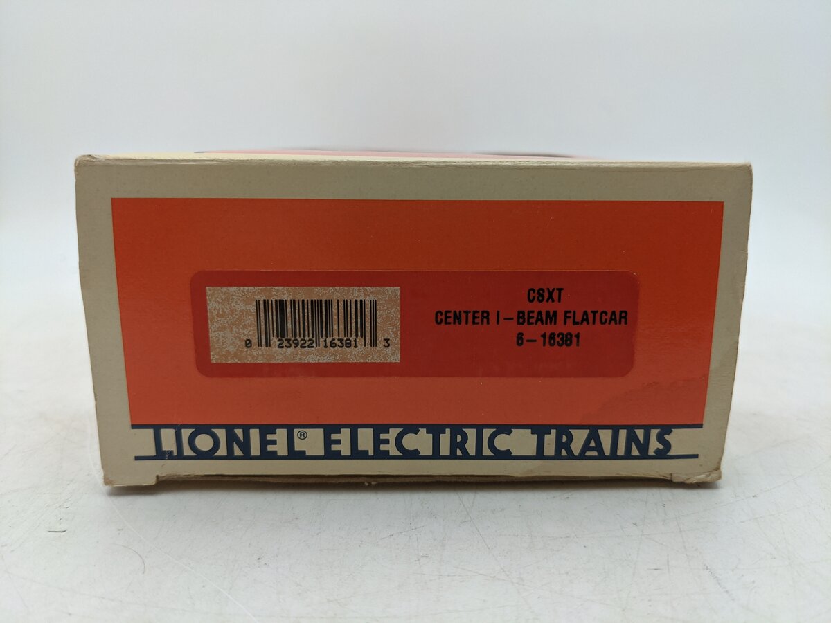 Lionel 6-16381 O Gauge CSXT Center I-Beam Flatcar w/ Wood Load EX/Box