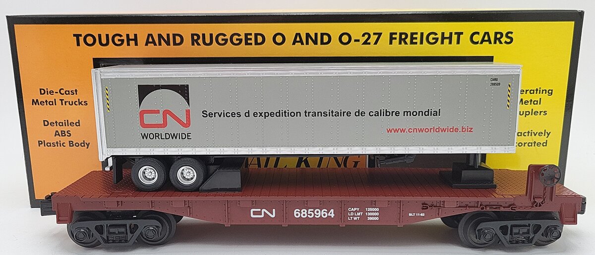 MTH 30-76334 Canadian National Flat Car w/Trailer LN/Box