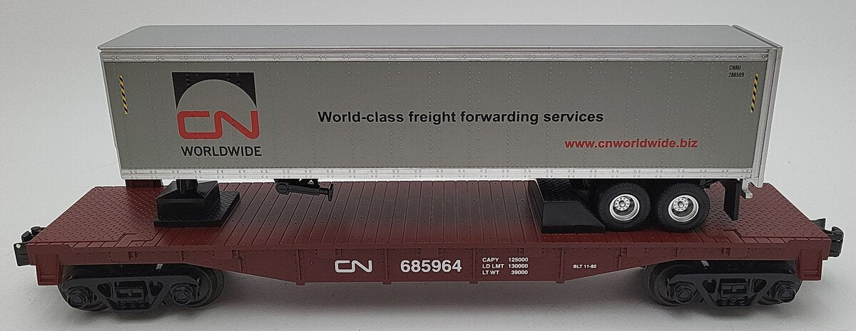 MTH 30-76334 Canadian National Flat Car w/Trailer LN/Box