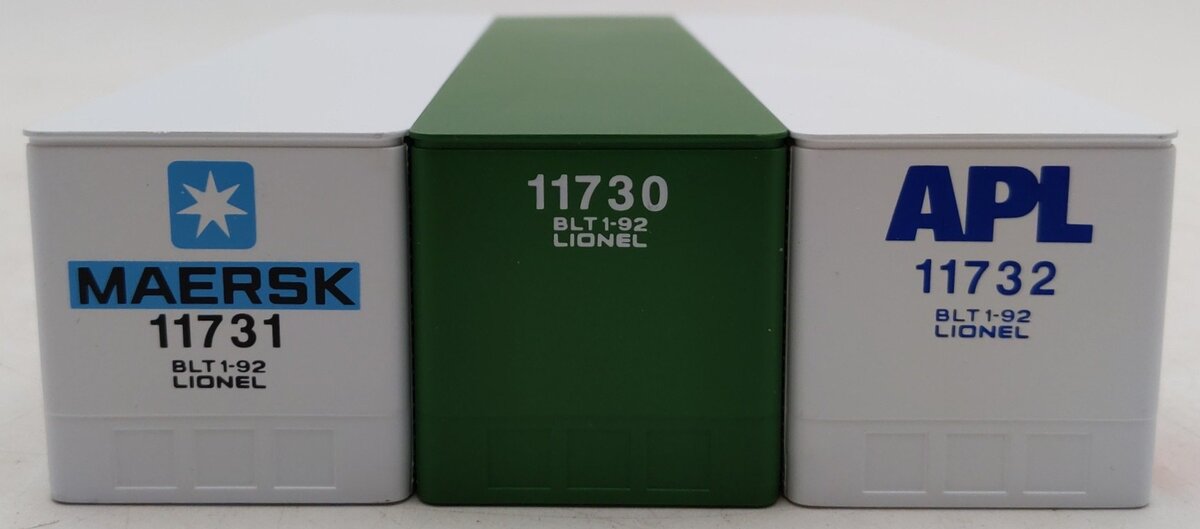 Lionel 6-12805 O and 027 Evergreen/Maersk/APL Intermodal Containers (Set of 3) EX/Box