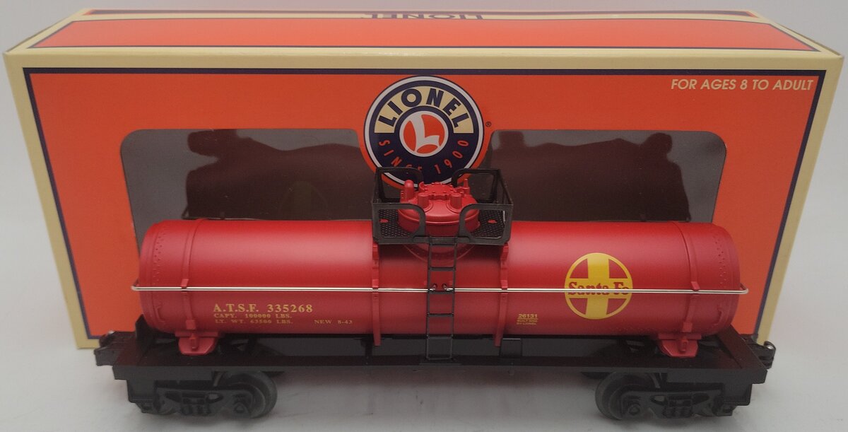 Lionel 6-26131 O Santa Fe Red Single Dome Tank Car #335268 EX/Box