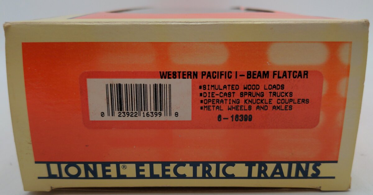 Lionel 6-16399 O Gauge Western Pacific I Beam Flatcar EX/Box