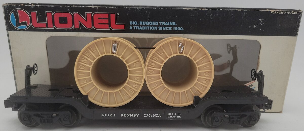 Lionel 6-16324 O Gauge Pennsylvania Depressed Center Flatcar with Cable Reels EX/Box