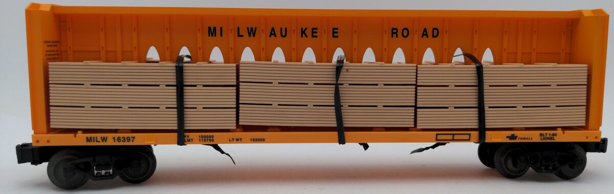 Lionel 6-16397 O Gauge Milwaukee Road I Beam Flatcar #16397 EX/Box