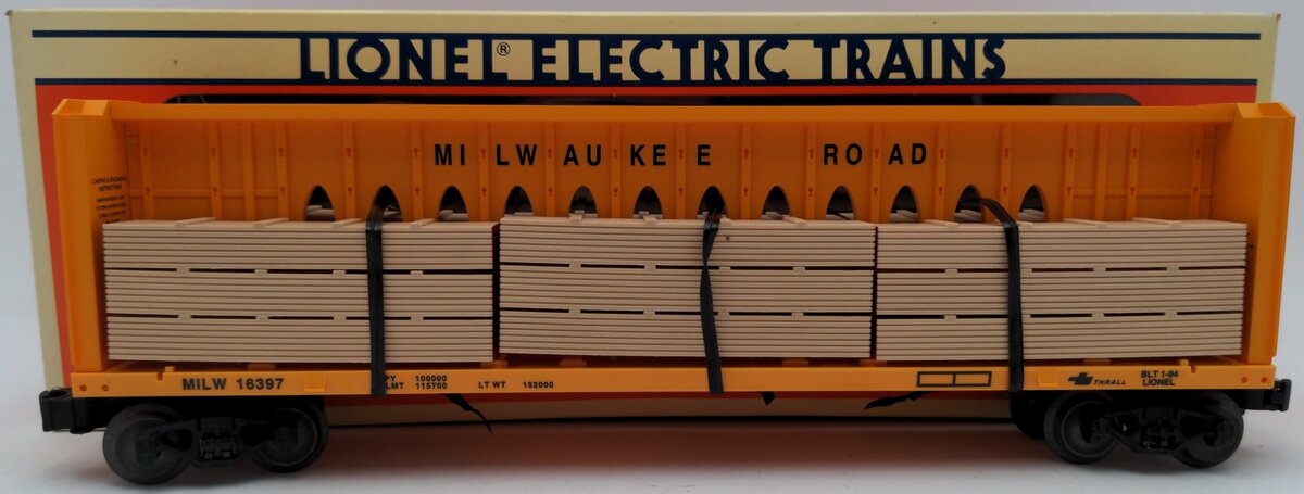 Lionel 6-16397 O Gauge Milwaukee Road I Beam Flatcar #16397 EX/Box