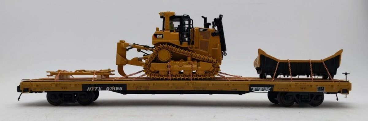 MTH 20-92142C O Gauge TTX 60' Flat Car w/ CATERPILLAR D9T Bulldozer LN/Box