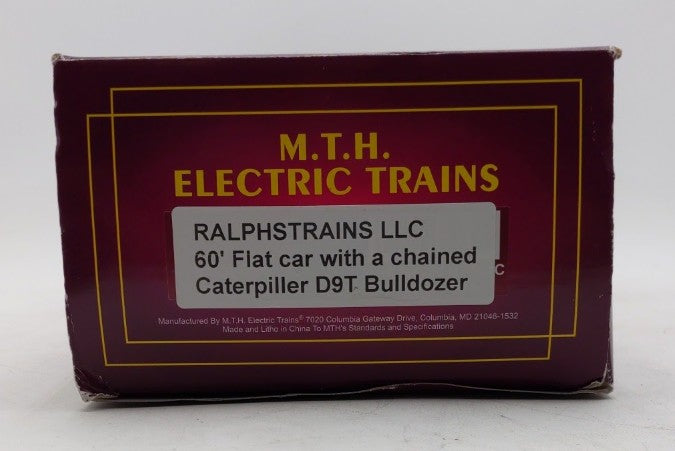 MTH 20-92142C O Gauge TTX 60' Flat Car w/ CATERPILLAR D9T Bulldozer LN/Box