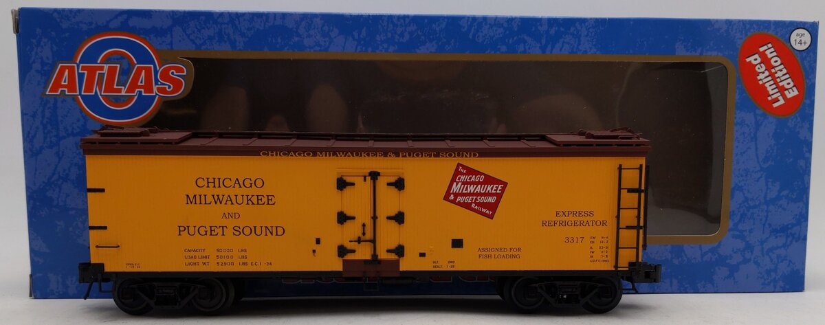 Atlas 3001538-4 Chicago, Milwaukee, & Puget Sound 40' Wood Reefer #3317 (3 Rail) EX/Box