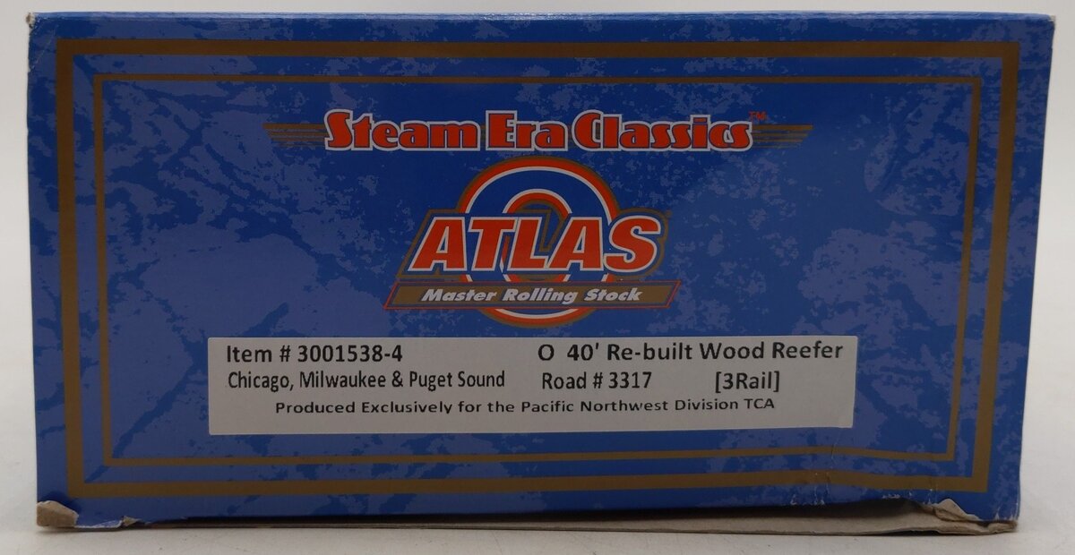 Atlas 3001538-4 Chicago, Milwaukee, & Puget Sound 40' Wood Reefer #3317 (3 Rail) EX/Box
