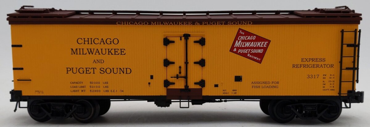 Atlas 3001538-4 Chicago, Milwaukee, & Puget Sound 40' Wood Reefer #3317 (3 Rail) EX/Box