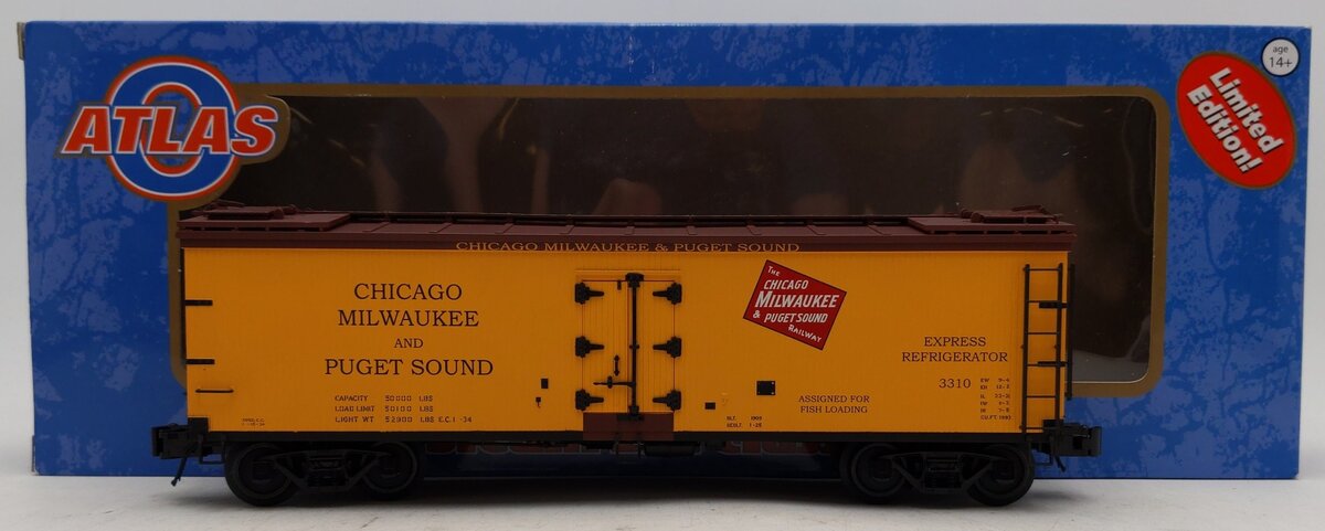 Atlas 3001538-3 Chicago, Milwaukee, & Puget Sound 40' Wood Reefer #3310 (3 Rail) EX/Box