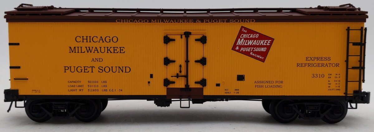 Atlas 3001538-3 Chicago, Milwaukee, & Puget Sound 40' Wood Reefer #3310 (3 Rail) EX/Box