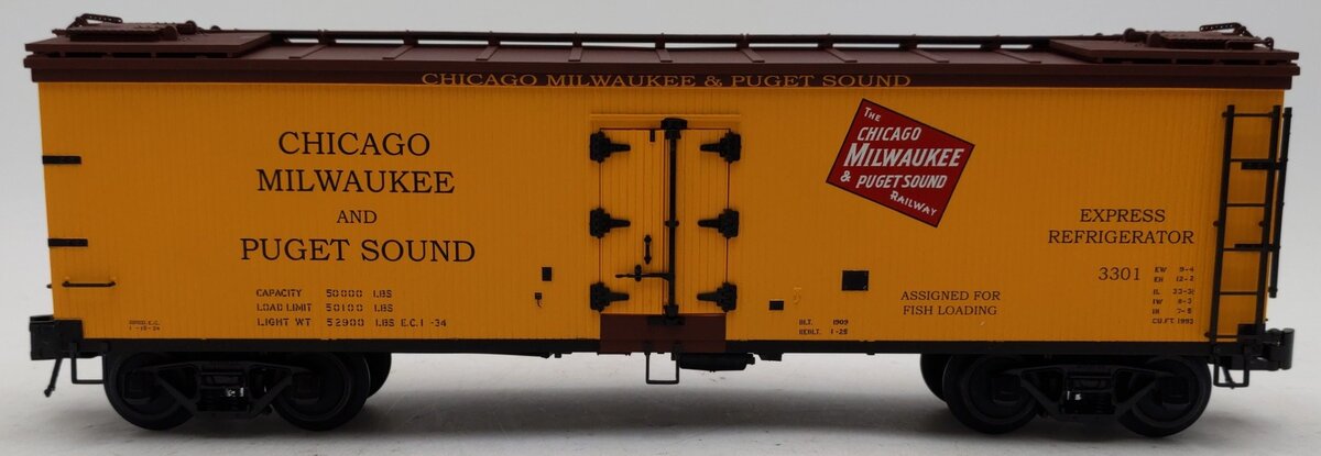 Atlas 3001538-1 Chicago, Milwaukee, & Puget Sound 40' Wood Reefer #3301 (3 Rail) EX/Box