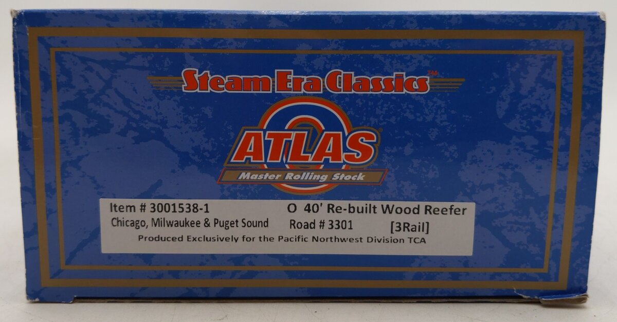 Atlas 3001538-1 Chicago, Milwaukee, & Puget Sound 40' Wood Reefer #3301 (3 Rail) EX/Box