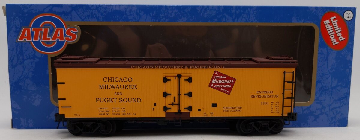 Atlas 3001538-1 Chicago, Milwaukee, & Puget Sound 40' Wood Reefer #3301 (3 Rail) EX/Box