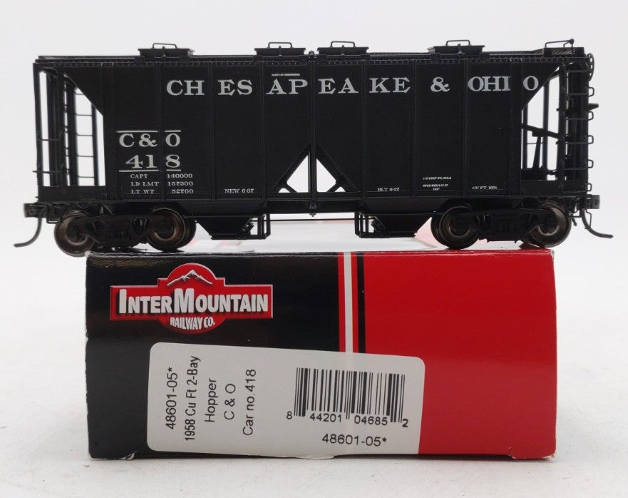 InterMountain 48601-05 HO Scale Chesapeake & Ohio 1958 Cu Ft 2-Bay Hopper #418 LN/Box